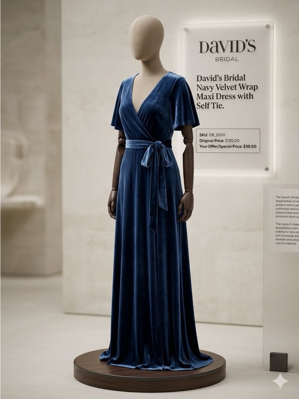 david's bridal velvet bridesmaid dresses | | Davids Bridal Navy Wrap Maxi Dress With Self Tie kitchen tea Women's Black Chiffon Boat size:s-m flattering fit
